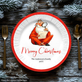 Watercolor Funny Santa Holiday Paper Plates Papieren Bordje