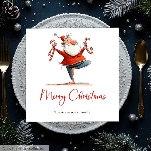 Watercolor Funny Santa Personalized Christmas  Servet