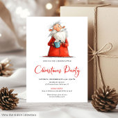 Watercolor Funny Santa Personalized Party Invite Kaart