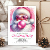Watercolor Funny Santa Sunglasses Christmas Invite Kaart