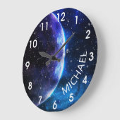 Watercolor Galaxy Monogram Personalized Space Grote Klok (Hoek)