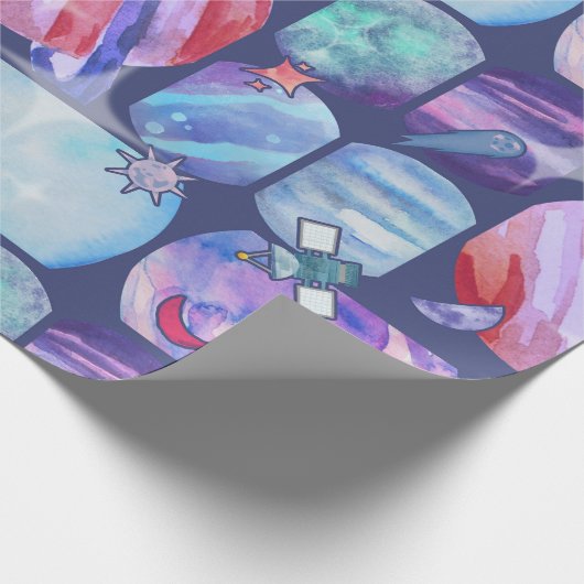 Watercolor Galaxy Patchwork Cadeaupapier (Hoek)