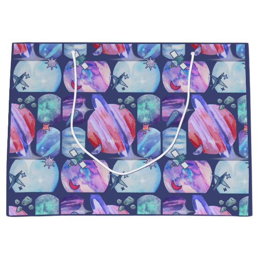 Watercolor Galaxy Patchwork Groot Cadeauzakje (Voorkant)