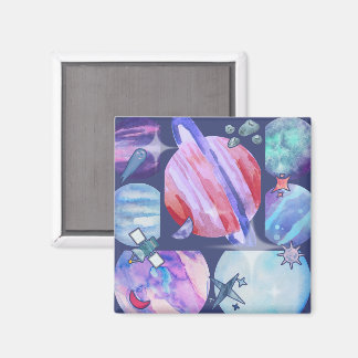 Watercolor Galaxy Patchwork Magneet
