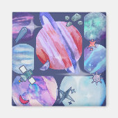 Watercolor Galaxy Patchwork Magneet (Voorkant)