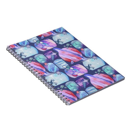 Watercolor Galaxy Patchwork Notitieboek (Rechterzijde)