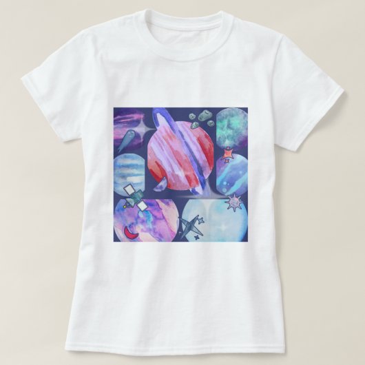 Watercolor Galaxy Patchwork T-shirt (Design voorkant)