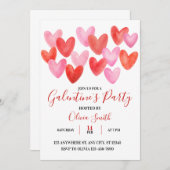 WATERCOLOR GALENTINES DAY PARTY INVITATION KAART (Voorkant / Achterkant)