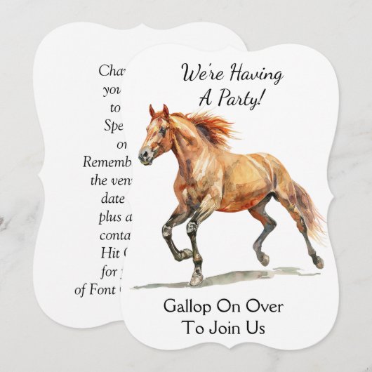 Watercolor Galopperend Paard Gepersonaliseerd Kaart (Voorkant / Achterkant)