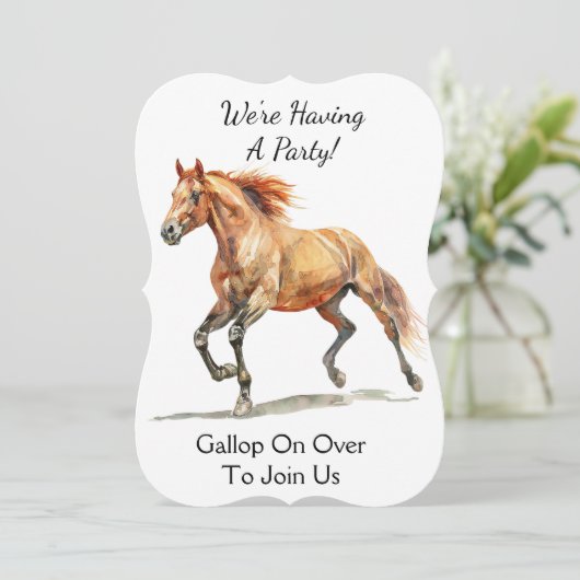 Watercolor Galopperend Paard Gepersonaliseerd Kaart (Staand voorkant)