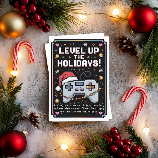 Watercolor Gamen Gamer Kerstkaart Feestdagen Kaart