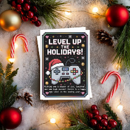 Watercolor Gamer Kerstkaart voor Gamers Feestdagen Kaart