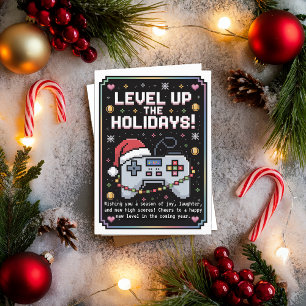 Watercolor Gaming Gamer Kerstkaart Feestdagen Kaart