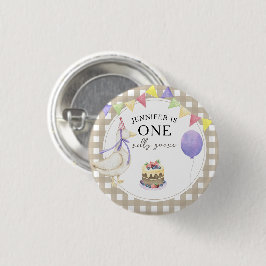 Watercolor Gans 1e verjaardag Ronde Button 3,2 Cm