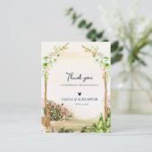 Watercolor Garden Arch Romantic Wedding Thank You Briefkaart (Staand voorkant)