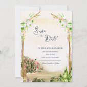 Watercolor Garden Arch Wedding Save the Date Aankondiging (Voorkant)