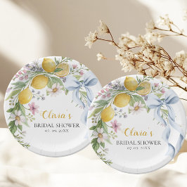 Watercolor Garden Lemon Citrus Bridal Shower Papieren Bordje