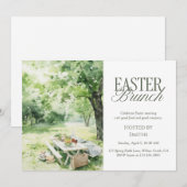 Watercolor Garden Picnic Easter Brunch Elegant Kaart (Voorkant / Achterkant)