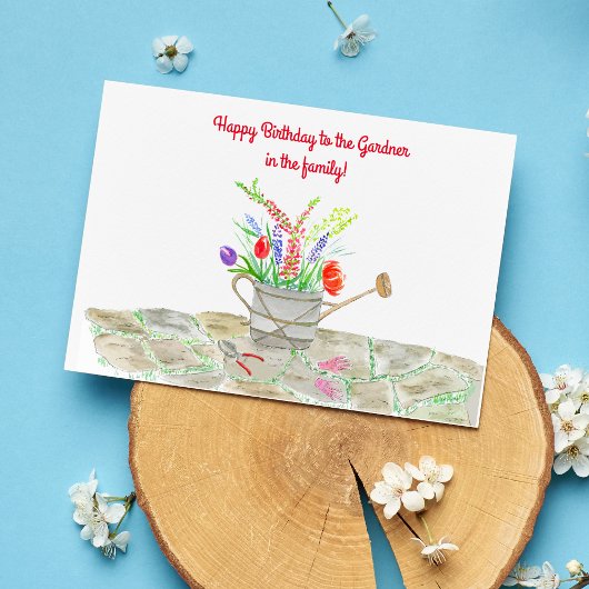 Watercolor Gardener Birthday Kaart