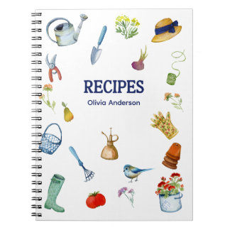 Watercolor Gardening Recipe Notebook Notitieboek