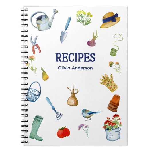 Watercolor Gardening Recipe Notebook Notitieboek (Voorkant)