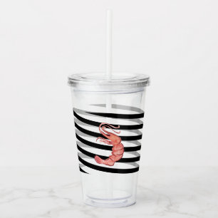Watercolor Garnaal Strepen Monogram Acryl Drinkbeker