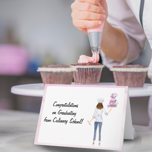 Watercolor Gebak & Chef Afstuderen Kaart