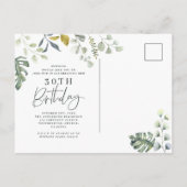 Watercolor gebladerte uitnodiging voor 30e verjaar (Achterkant)
