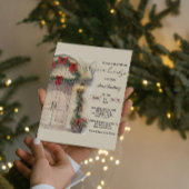 Watercolor Gebogen Deur Kerst Open Huis Kaart