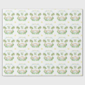 Watercolor Geboorte Monogram Crest Kerstmis Cadeaupapier (Vlak)