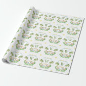 Watercolor Geboorte Monogram Crest Kerstmis Cadeaupapier (Uitgerold)