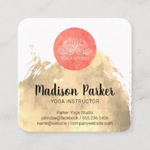 Watercolor Geborsteld   Yoga Studio   Instructrice Vierkante Visitekaartje