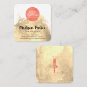 Watercolor Geborsteld | Yoga Studio | Instructrice Vierkante Visitekaartje (Voorkant / Achterkant)