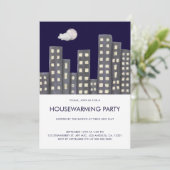 Watercolor Gebouwen Housewarming Party Kaart (Staand voorkant)