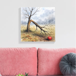 Watercolor Gebroken Appelboom  Canvas Afdruk