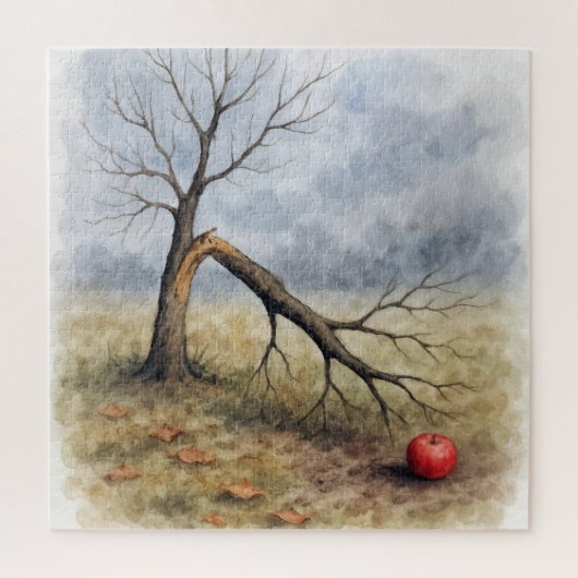 Watercolor Gebroken Appelboom  Legpuzzel (Verticaal)