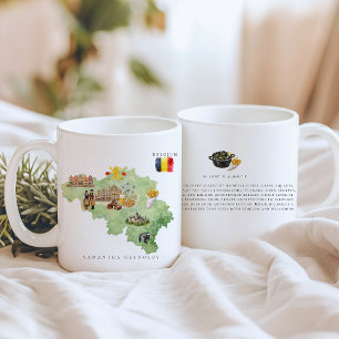 Watercolor geïllustreerde kaart België Monogram Koffiemok
