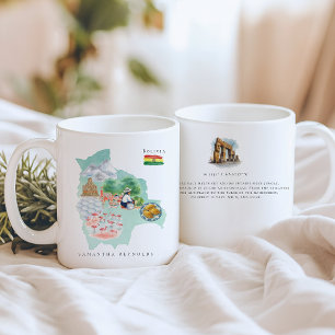 Watercolor geïllustreerde kaart Bolivia Monogram Koffiemok