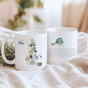 Watercolor geïllustreerde kaart Finland Monogram Koffiemok