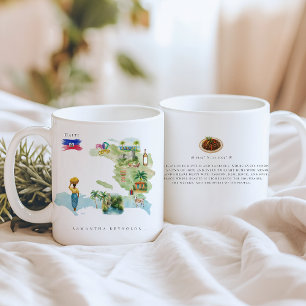 Watercolor geïllustreerde kaart Haïti Monogram Koffiemok