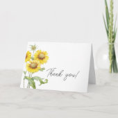 Watercolor Gele Bloemen Dank Je Kaart (Voorkant)