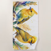 Watercolor Gele Vogels Strandlaken (Voorkant)