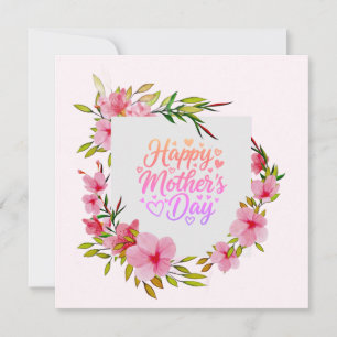 Watercolor Gelukkig Moederdag Roze Bloemenkrans Kaart