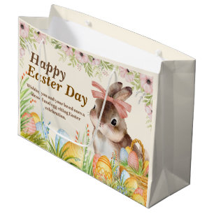Watercolor Gelukkig Pasen Bloemenkabouter met Stri Groot Cadeauzakje