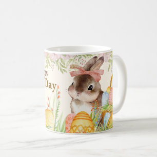 Watercolor Gelukkig Pasen Bloemenkabouter met Stri Koffiemok