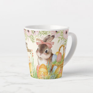 Watercolor Gelukkig Pasen Bloemenkabouter met Stri Latte Mok