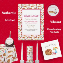 Watercolor Gelukkig Pasen Tsoureki Brood Uitnodigi