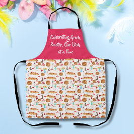 Watercolor Gelukkig Pasen Tsoureki Brood Uitnodigi Schort