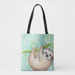 Watercolor Gelukkige Luiaard Tote Bag