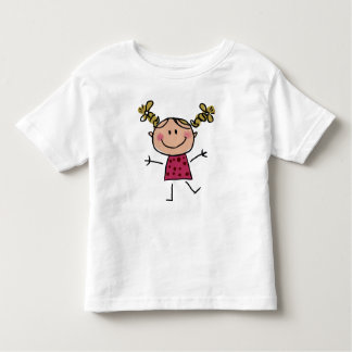 Watercolor Gelukkige Stokpop Meisje Roze Jurk Eleg Kinder Shirts